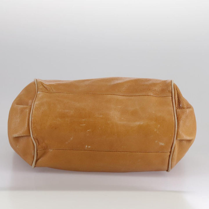 Chloe Etel Hand Bag Leather Brown Gold th5573