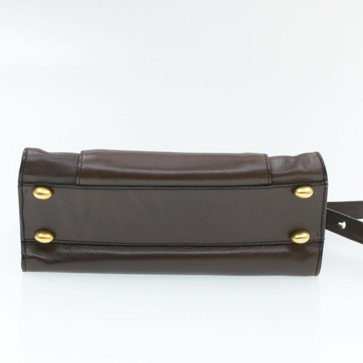 Celine Hand Bag Leather 2way Brown  rd530