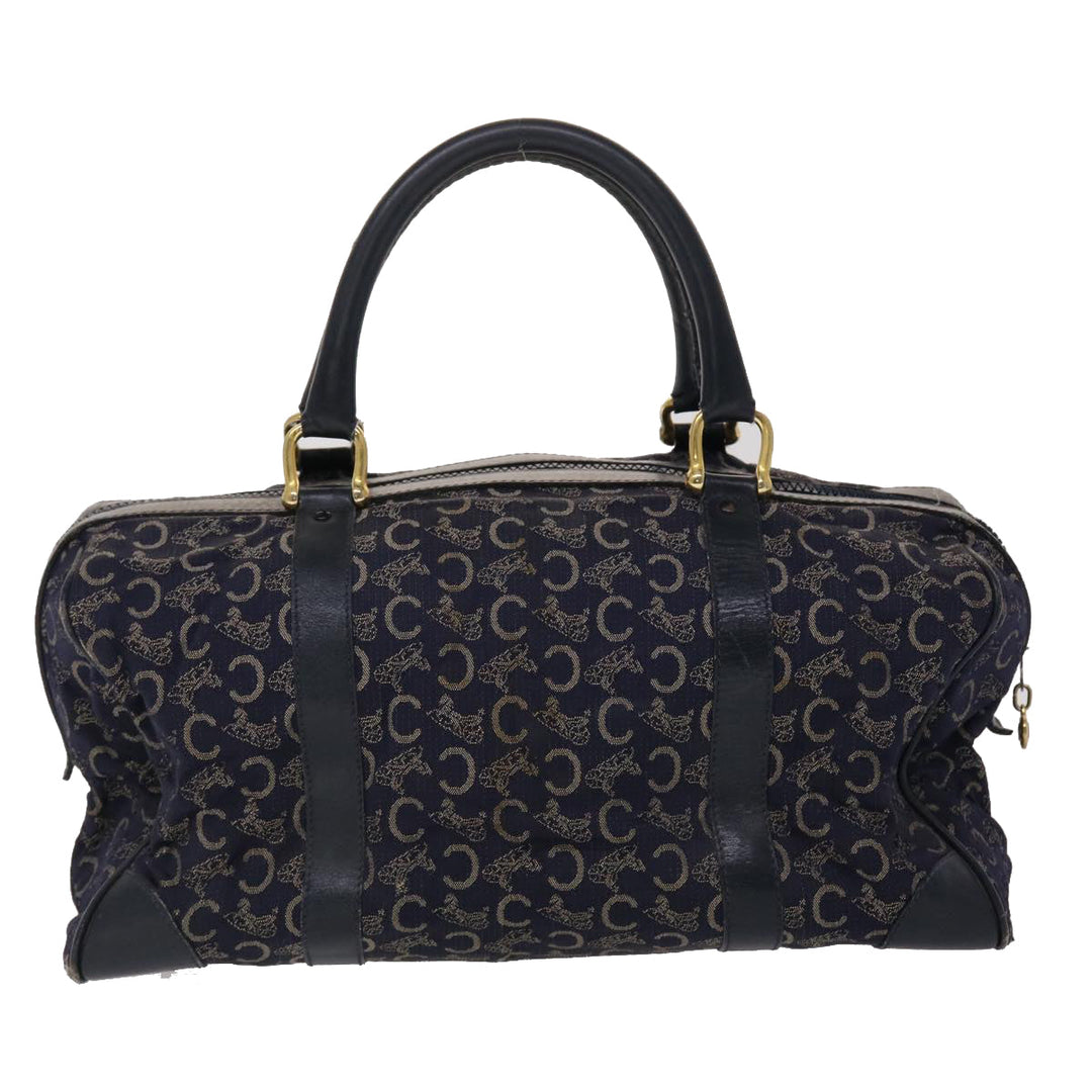 Celine Boston Bag Canvas Leather Navy  ar8356