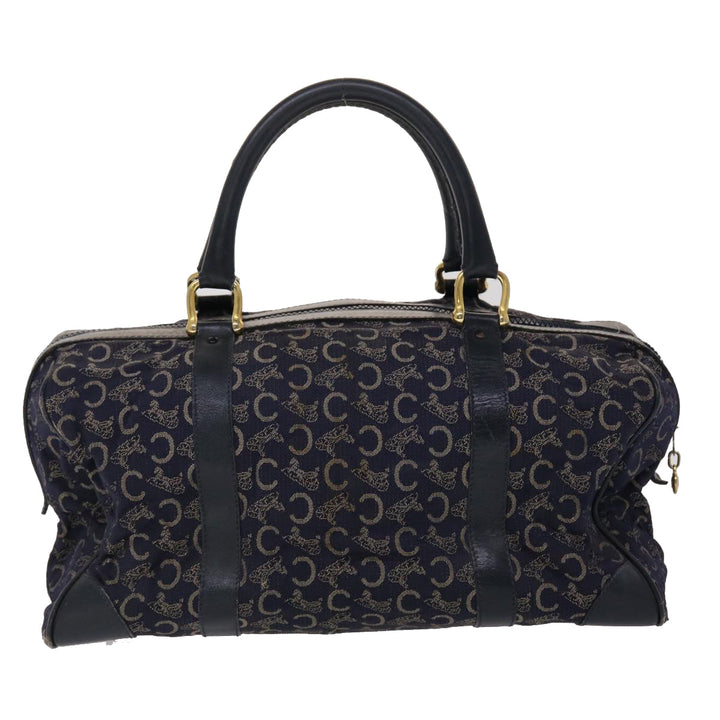 Celine Boston Bag Canvas Leather Navy  ar8356