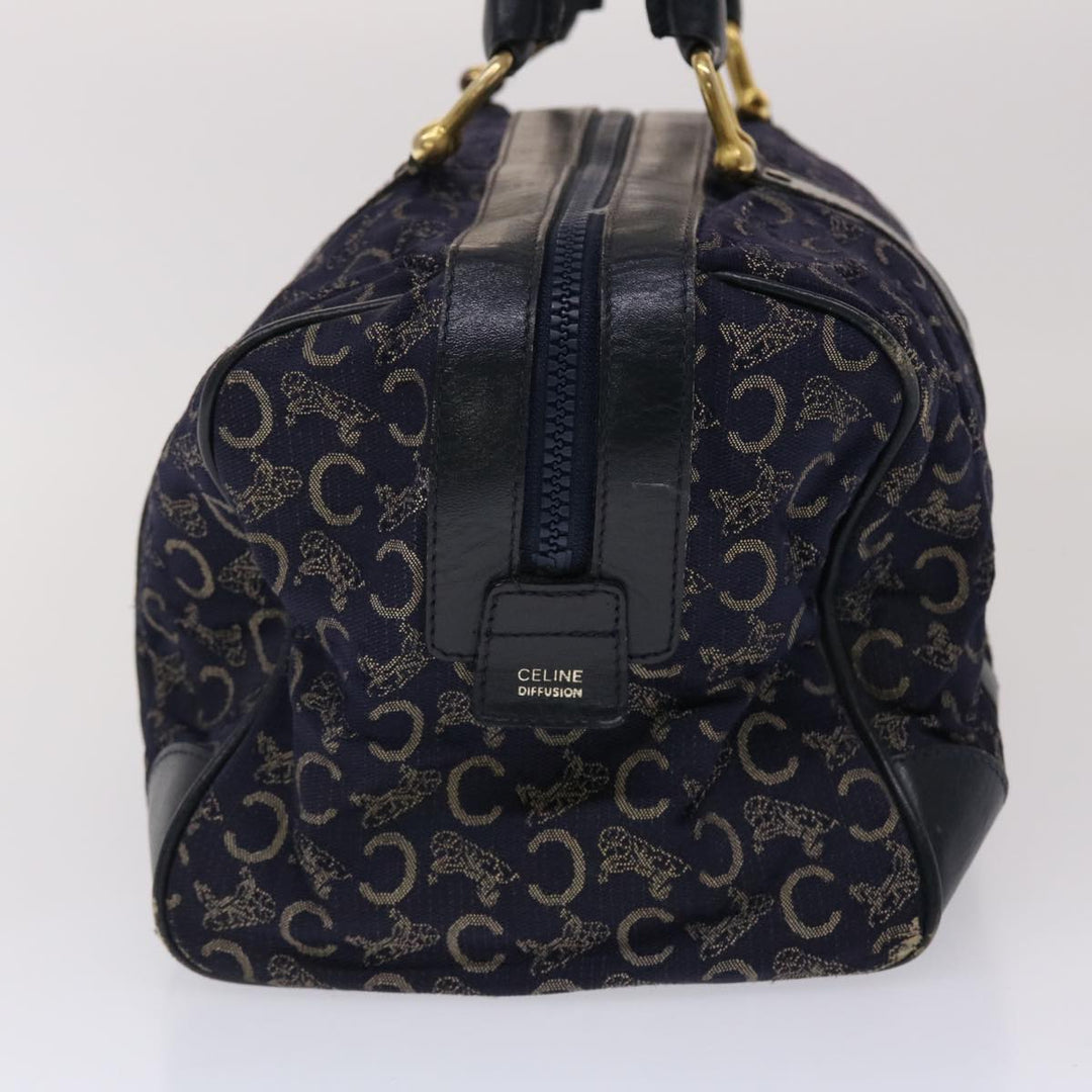 Celine Boston Bag Canvas Leather Navy  ar8356