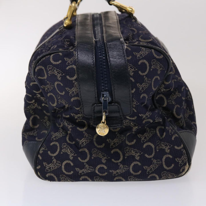 Celine Boston Bag Canvas Leather Navy  ar8356