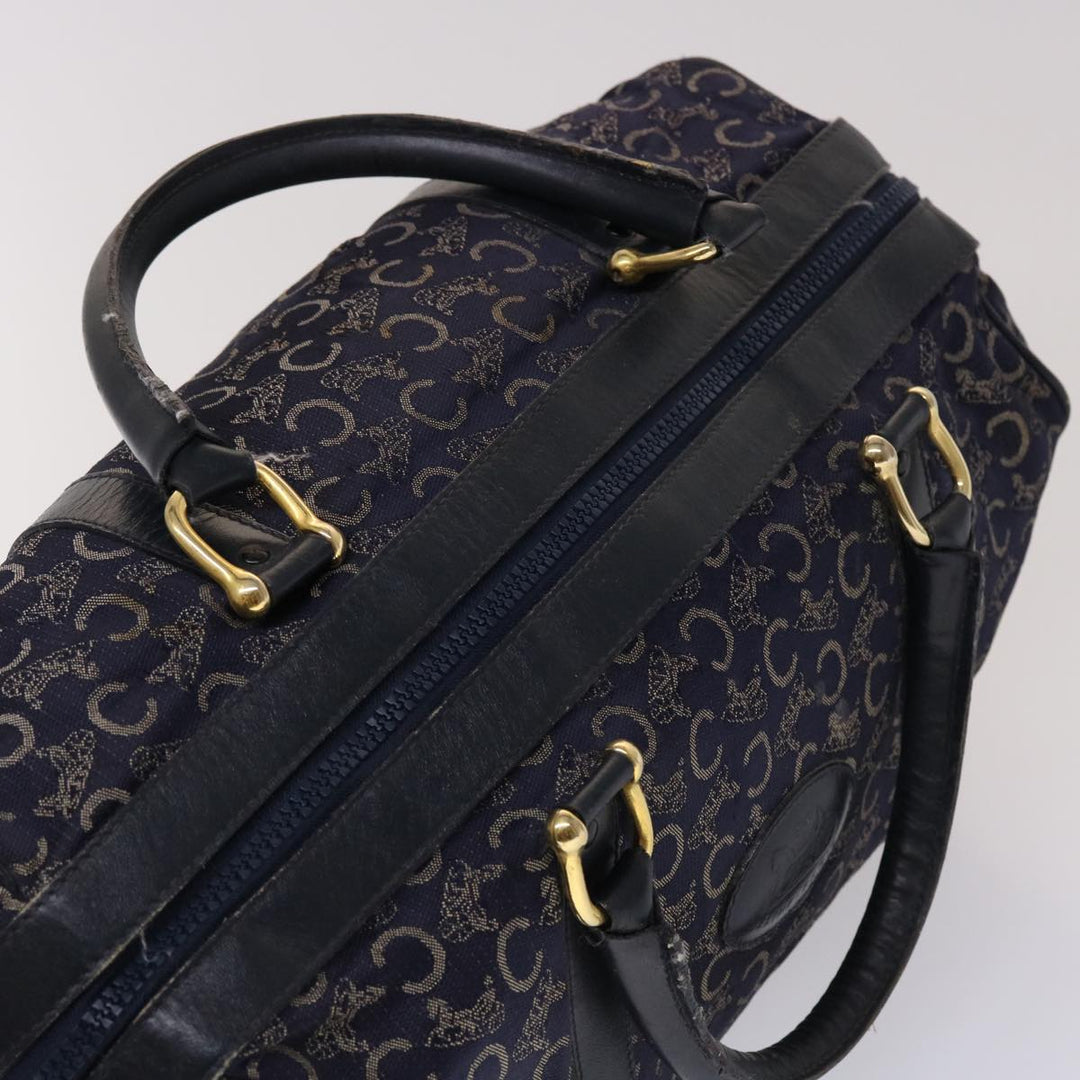Celine Boston Bag Canvas Leather Navy  ar8356