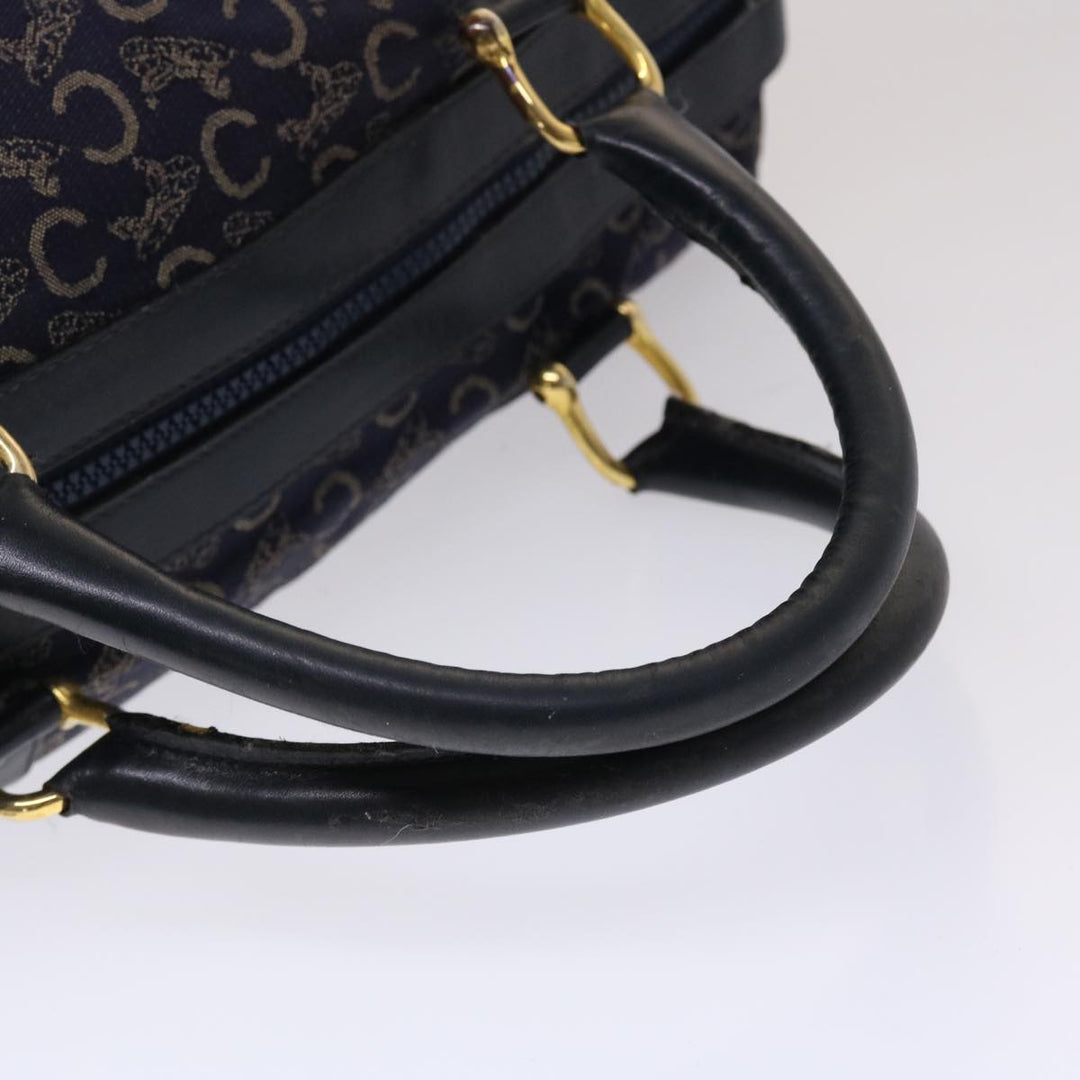 Celine Boston Bag Canvas Leather Navy  ar8356