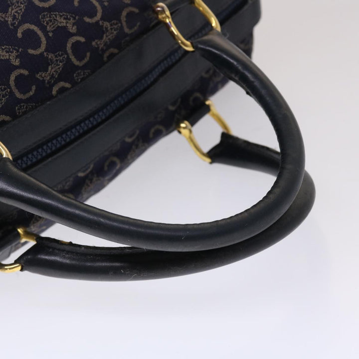 Celine Boston Bag Canvas Leather Navy  ar8356