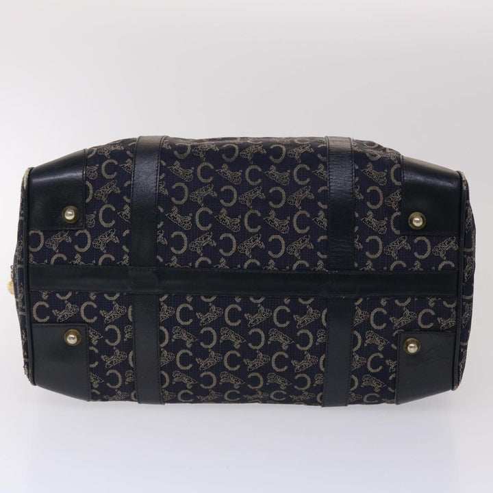 Celine Boston Bag Canvas Leather Navy  ar8356