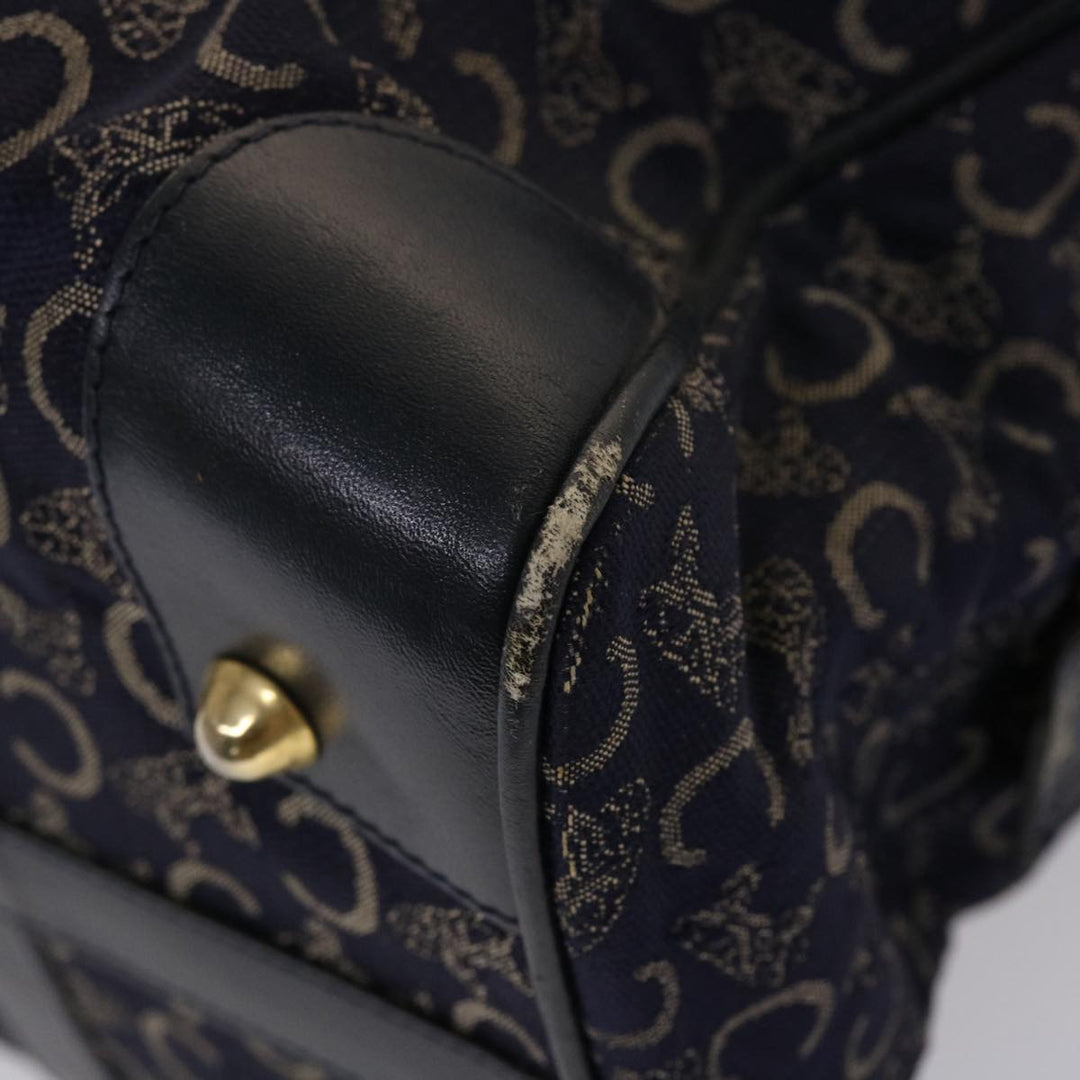 Celine Boston Bag Canvas Leather Navy  ar8356