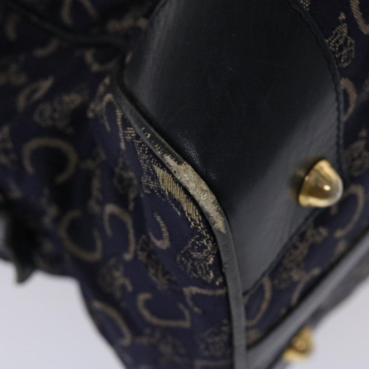 Celine Boston Bag Canvas Leather Navy  ar8356