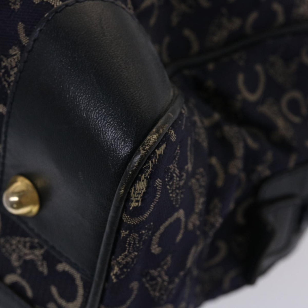 Celine Boston Bag Canvas Leather Navy  ar8356
