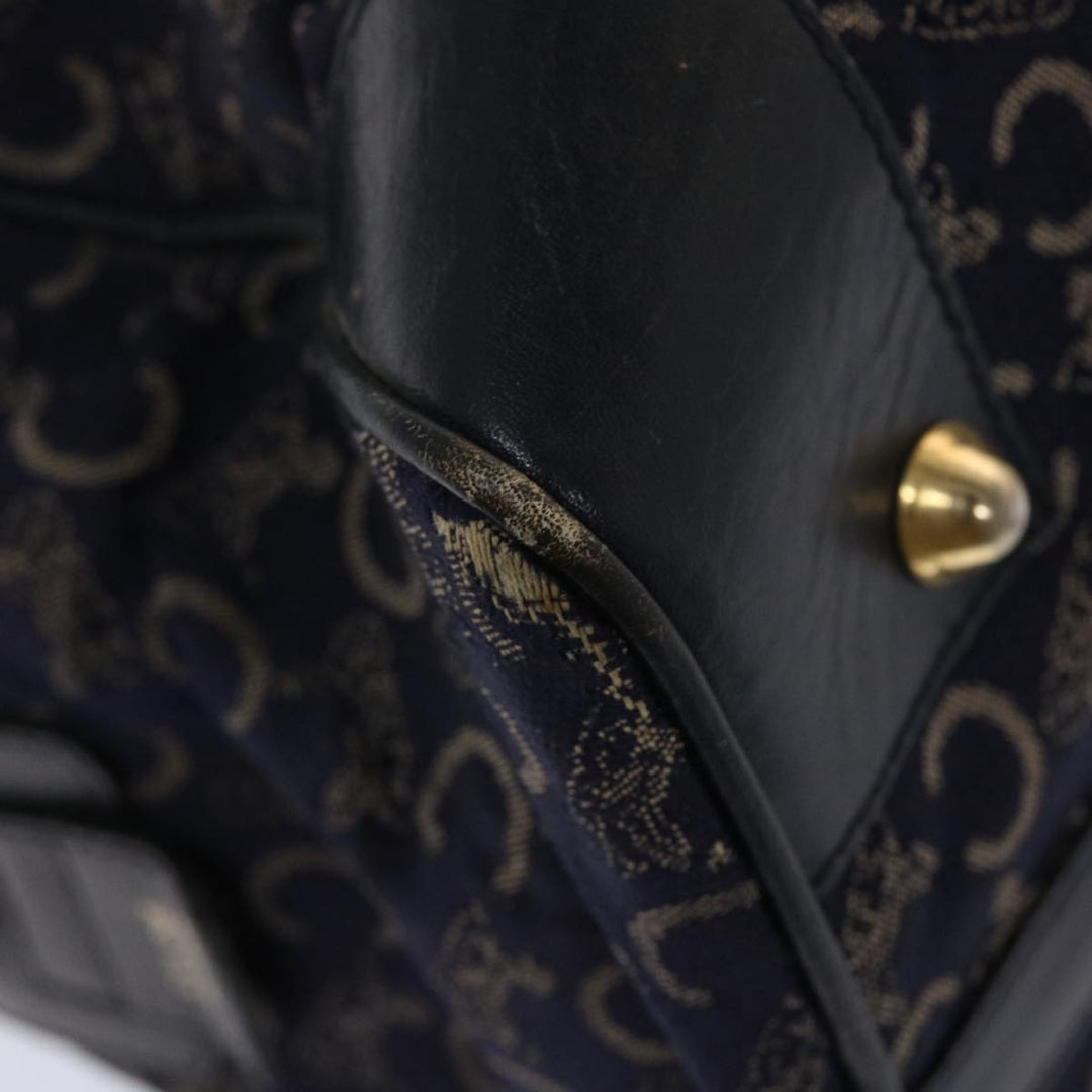 Celine Boston Bag Canvas Leather Navy  ar8356