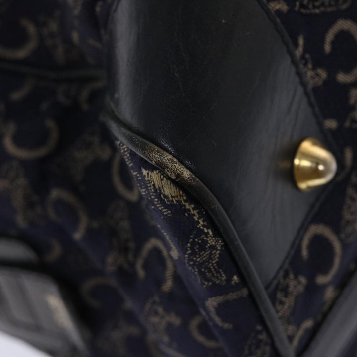 Celine Boston Bag Canvas Leather Navy  ar8356
