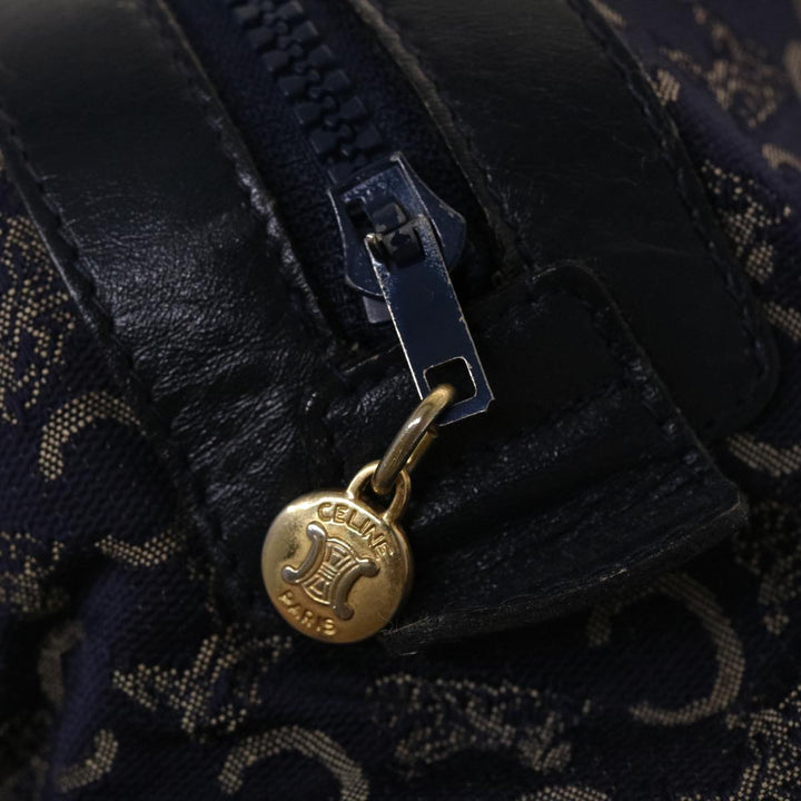 Celine Boston Bag Canvas Leather Navy  ar8356