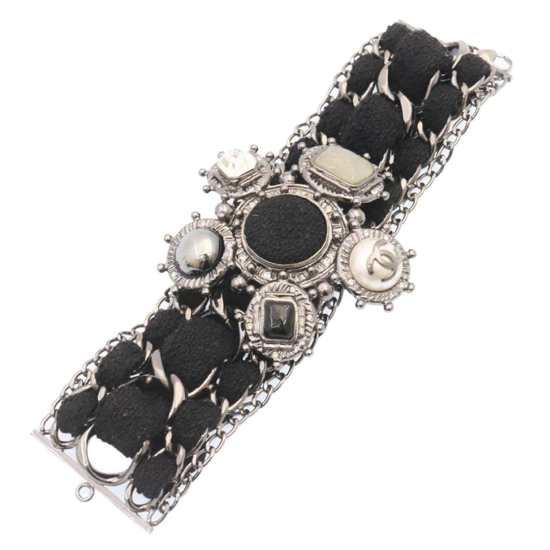 Chanel Bangle Bracelet Metal Black CC Auth am1441sA