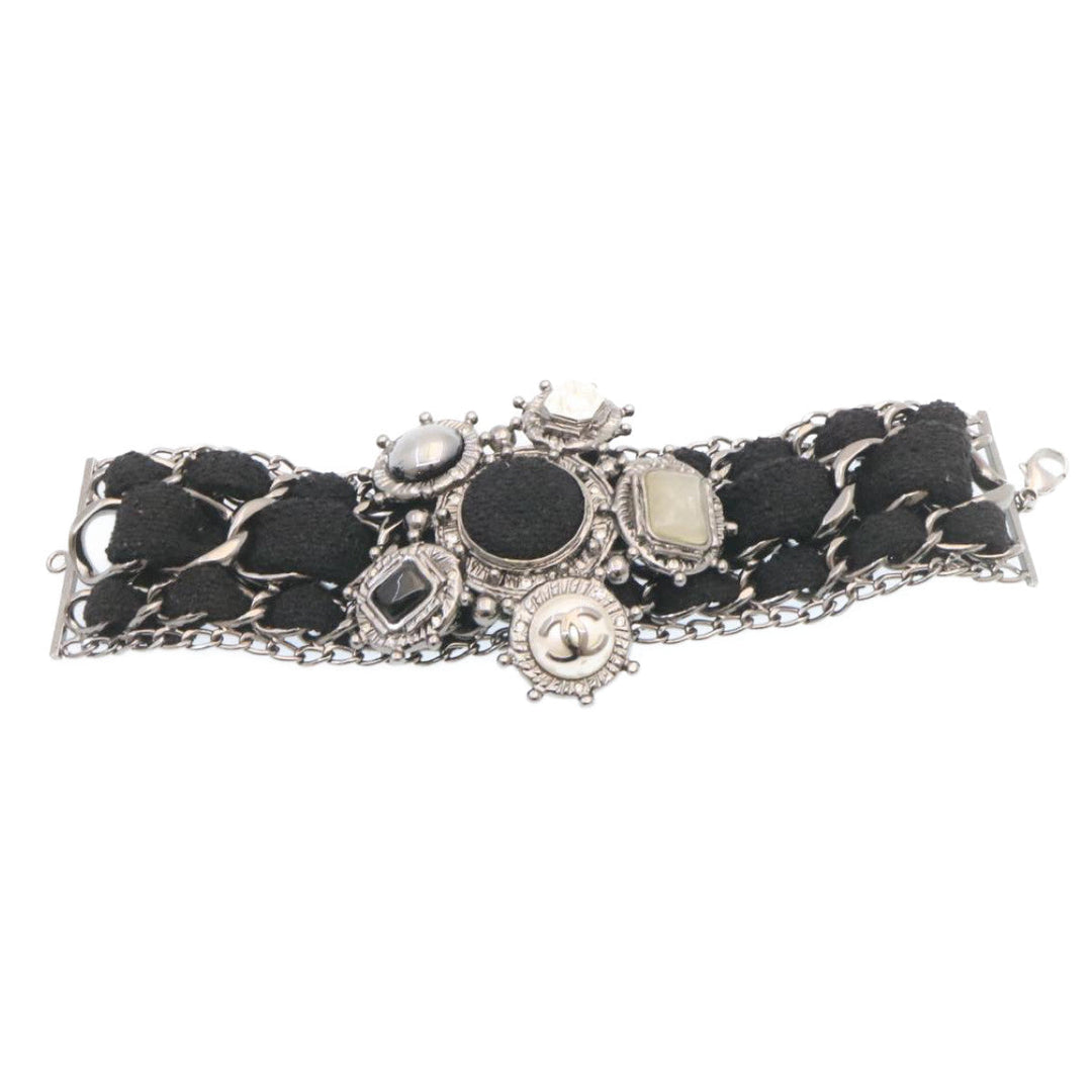 Chanel Bangle Bracelet Metal Black CC Auth am1441sA