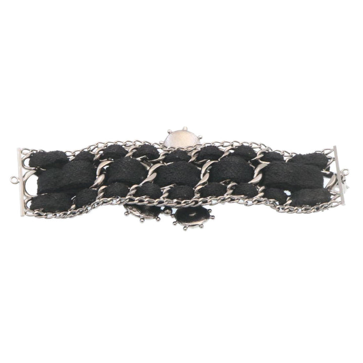 Chanel Bangle Bracelet Metal Black CC Auth am1441sA