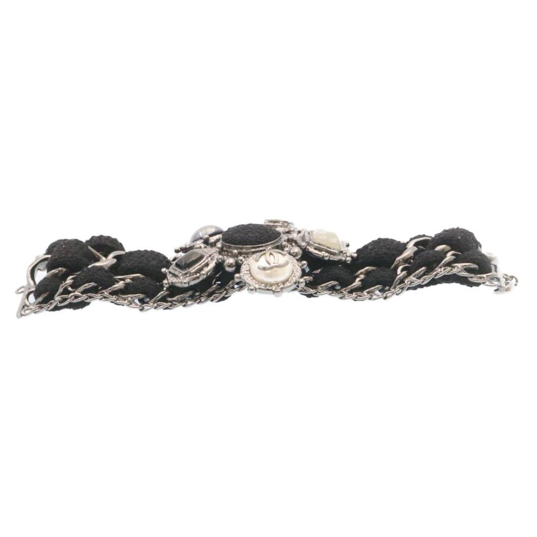 Chanel Bangle Bracelet Metal Black CC Auth am1441sA