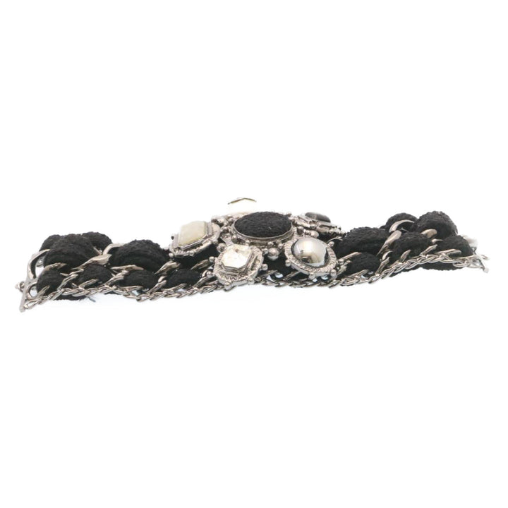 Chanel Bangle Bracelet Metal Black CC Auth am1441sA