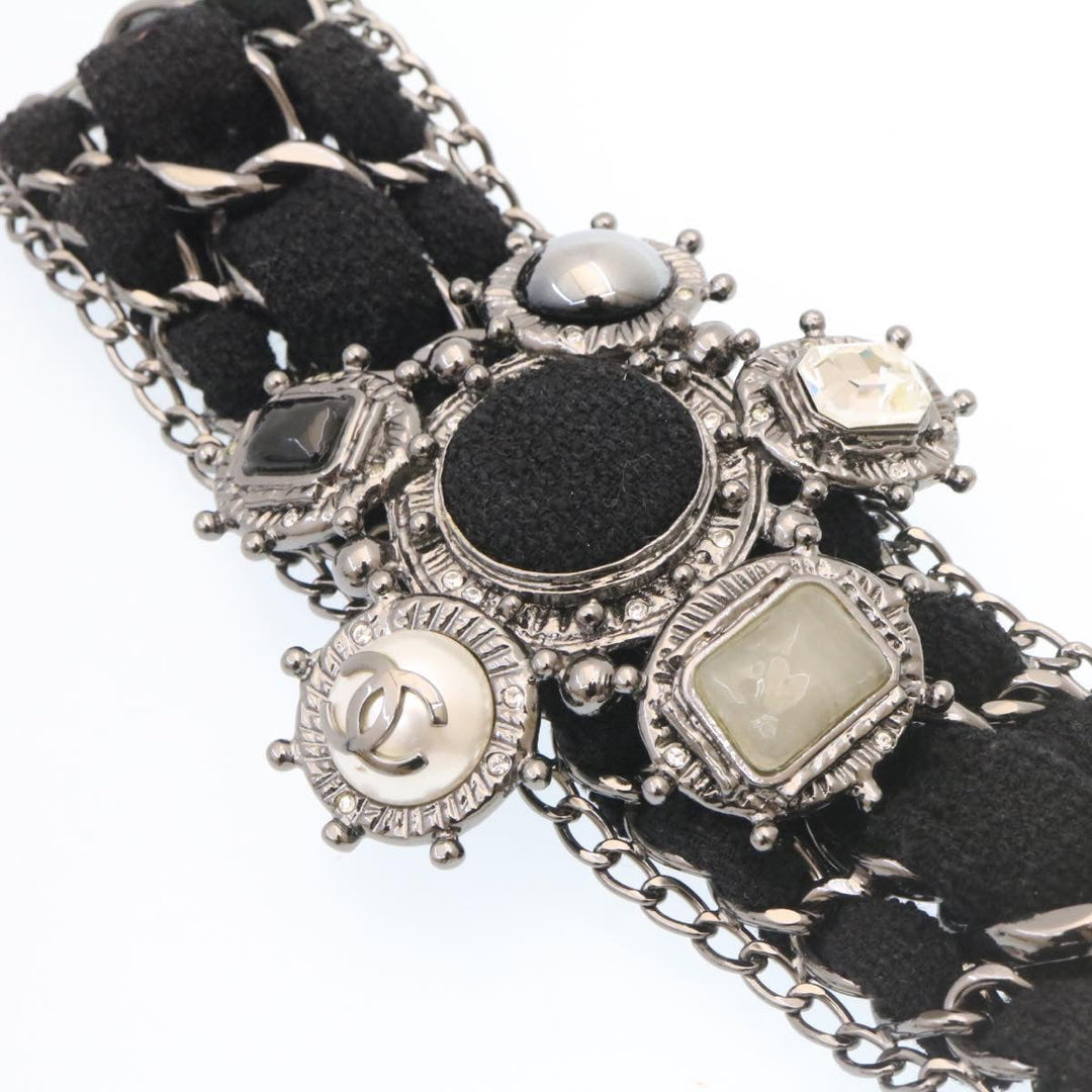 Chanel Bangle Bracelet Metal Black CC Auth am1441sA