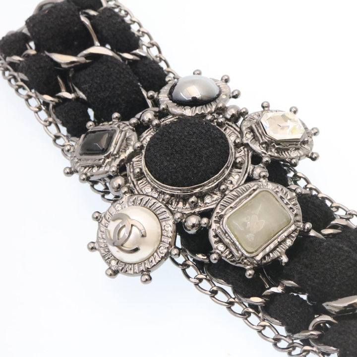Chanel Bangle Bracelet Metal Black CC Auth am1441sA
