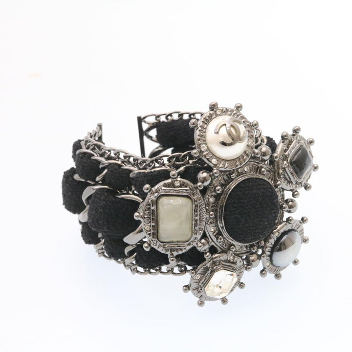 Chanel Bangle Bracelet Metal Black CC Auth am1441sA