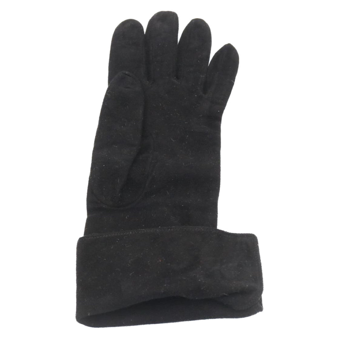Top Quality Chanel COCO Mark Gloves Suede Black Gold CC Auth am2319sA