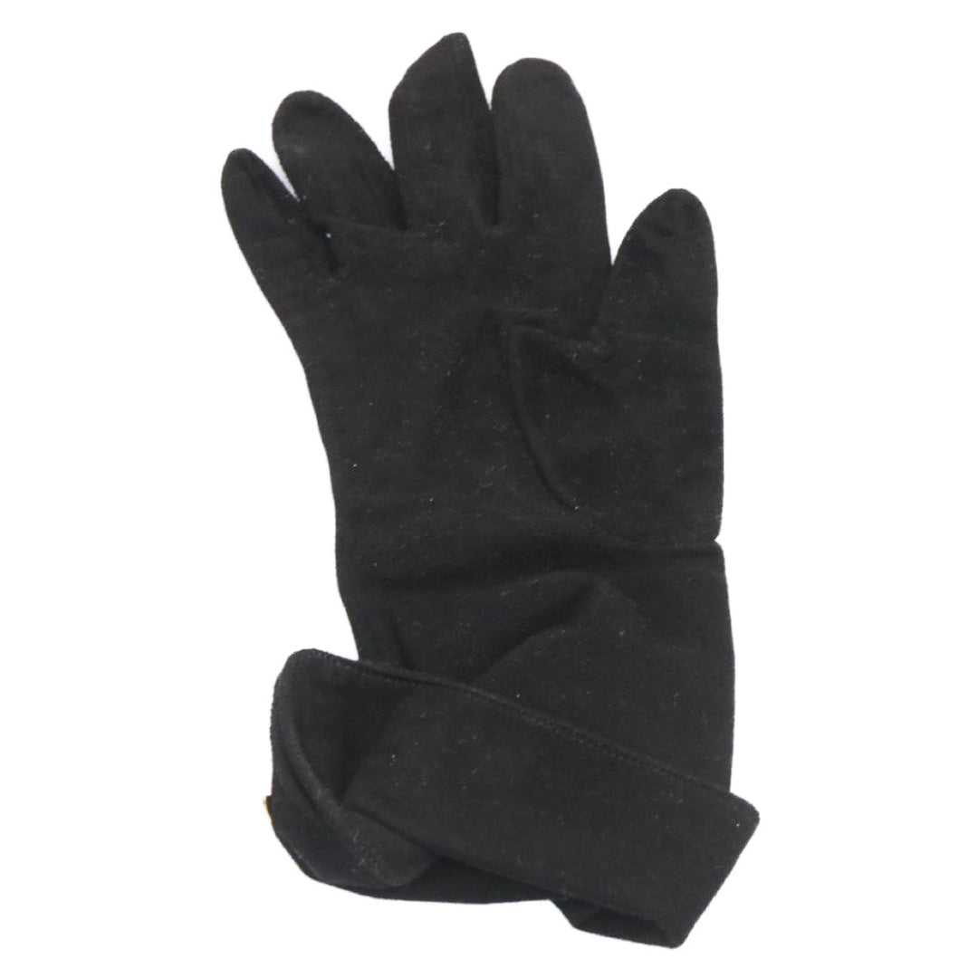 Top Quality Chanel COCO Mark Gloves Suede Black Gold CC Auth am2319sA