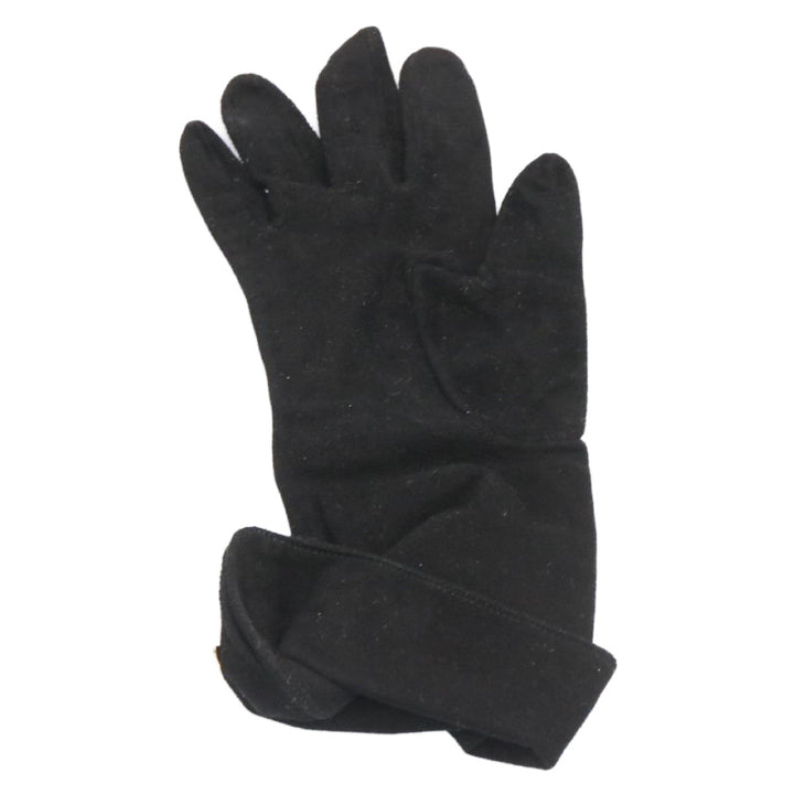 Top Quality Chanel COCO Mark Gloves Suede Black Gold CC Auth am2319sA
