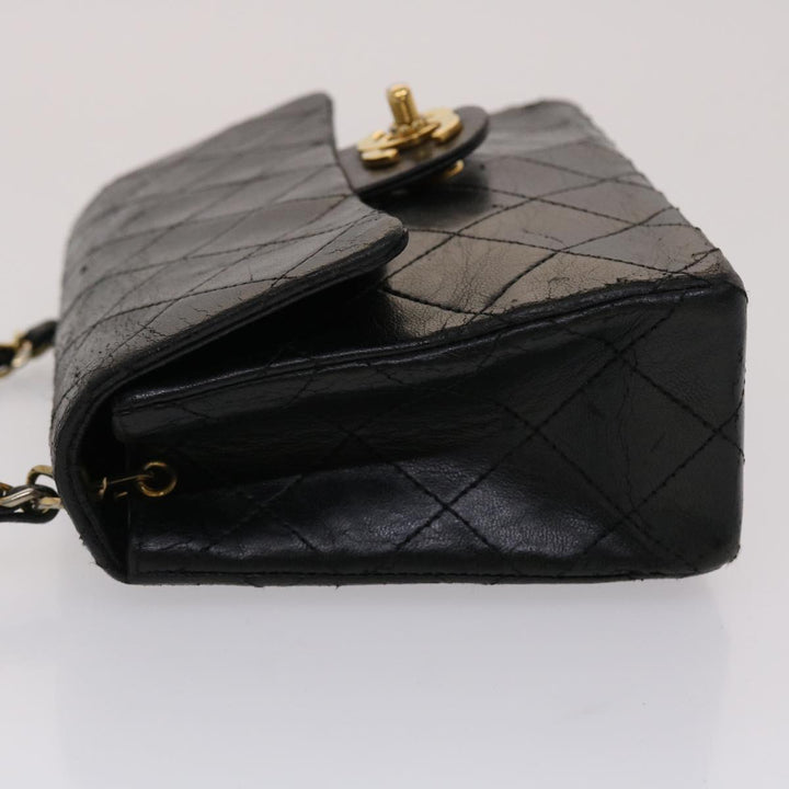 Top Quality Chanel Matelasse Chain New Shoulder Bag Lamb Skin Black Gold CC Auth 24557A