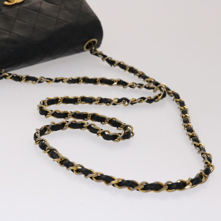 Top Quality Chanel Matelasse Chain New Shoulder Bag Lamb Skin Black Gold CC Auth 24557A