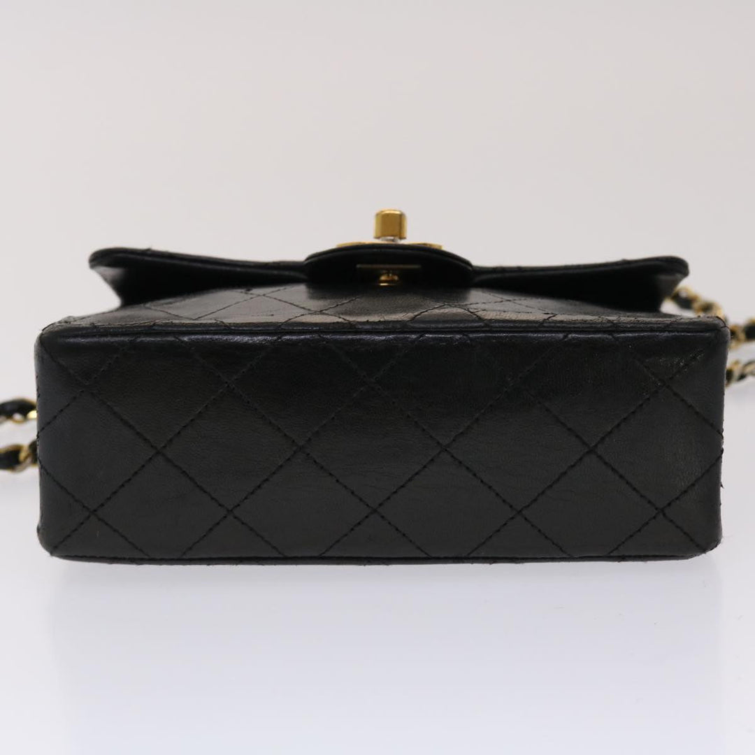 Top Quality Chanel Matelasse Chain New Shoulder Bag Lamb Skin Black Gold CC Auth 24557A