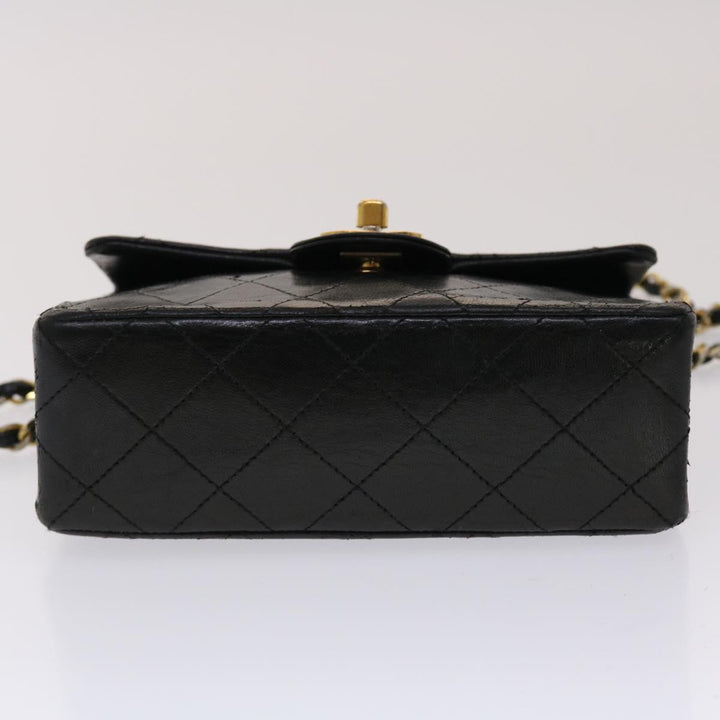 Top Quality Chanel Matelasse Chain New Shoulder Bag Lamb Skin Black Gold CC Auth 24557A