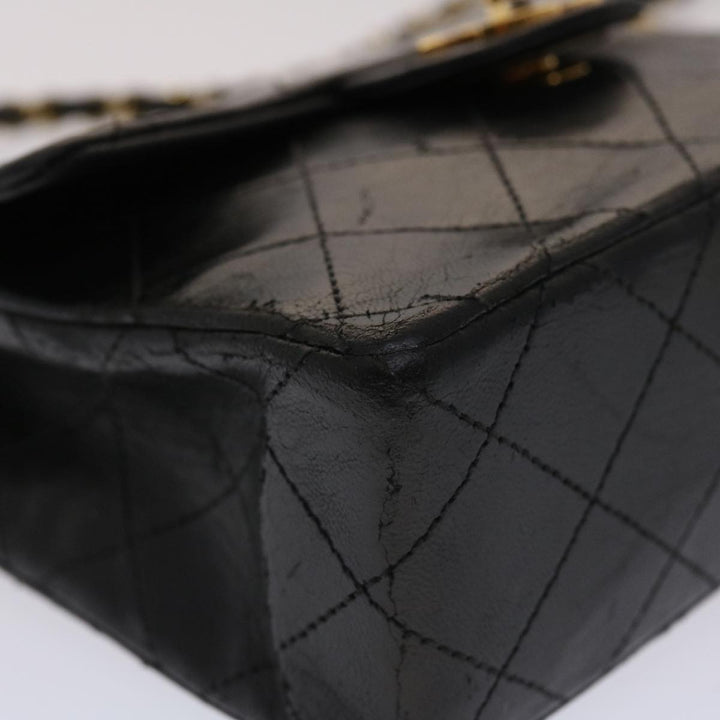 Top Quality Chanel Matelasse Chain New Shoulder Bag Lamb Skin Black Gold CC Auth 24557A