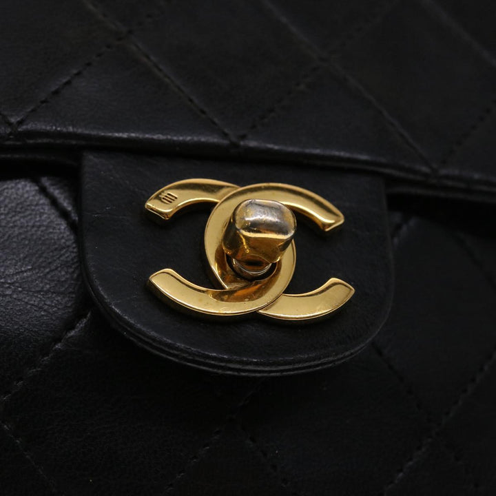 Top Quality Chanel Matelasse Chain New Shoulder Bag Lamb Skin Black Gold CC Auth 24557A