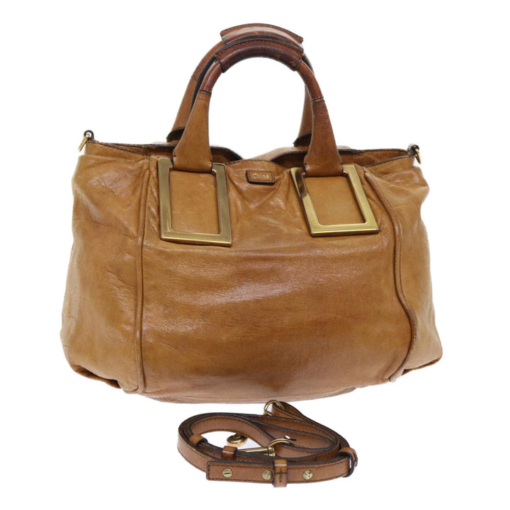 Chloe Etel Hand Bag Leather 2way Brown 01-11-50 yb263