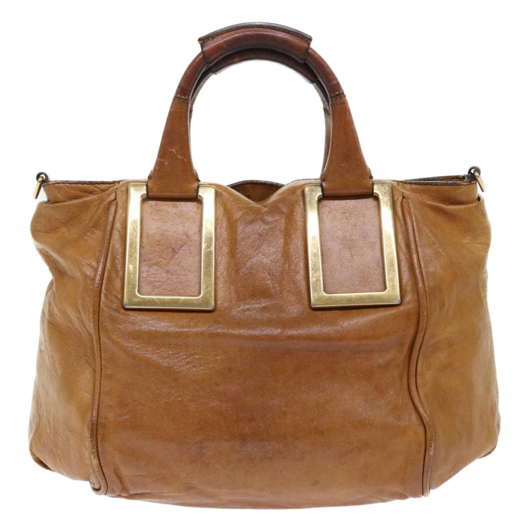 Chloe Etel Hand Bag Leather 2way Brown 01-11-50 yb263