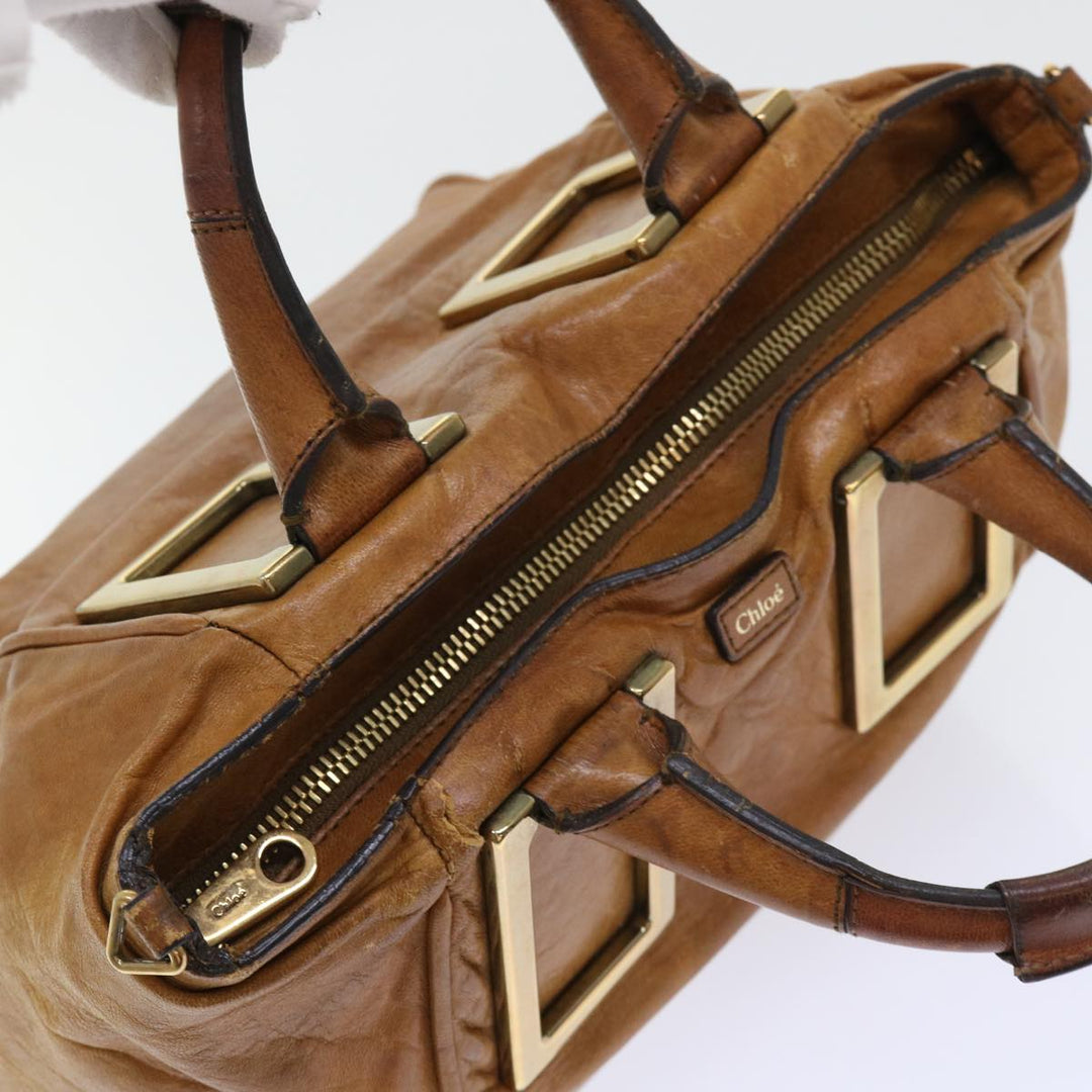 Chloe Etel Hand Bag Leather 2way Brown 01-11-50 yb263