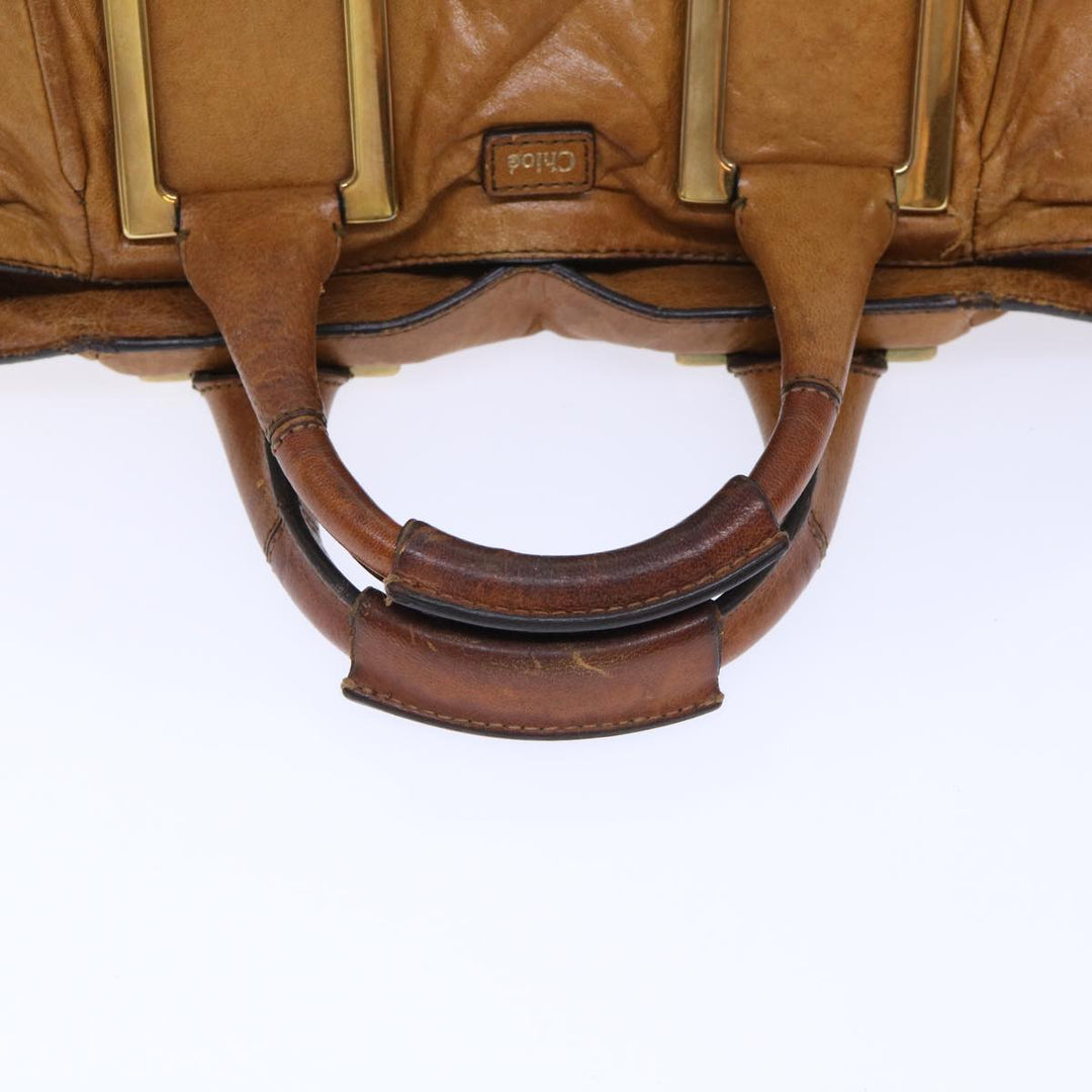 Chloe Etel Hand Bag Leather 2way Brown 01-11-50 yb263
