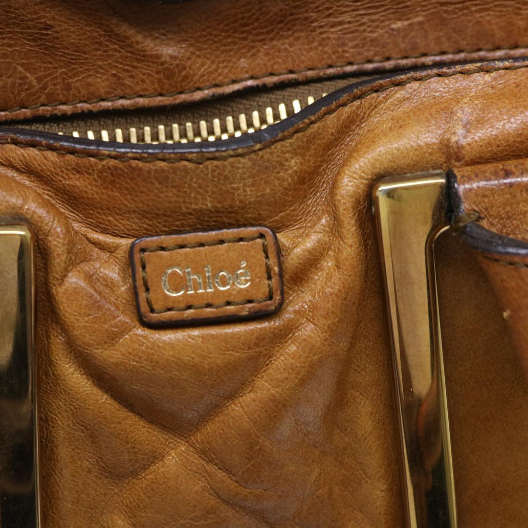 Chloe Etel Hand Bag Leather 2way Brown 01-11-50 yb263