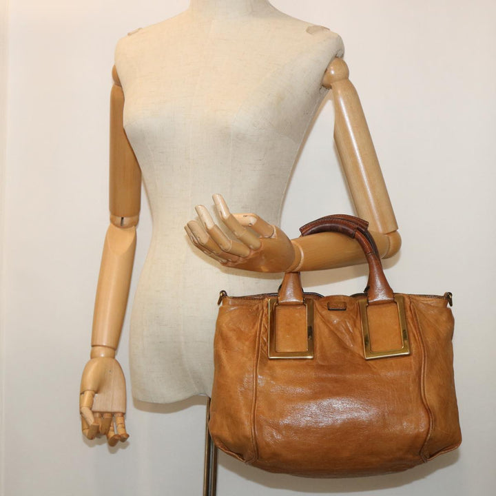 Chloe Etel Hand Bag Leather 2way Brown 01-11-50 yb263