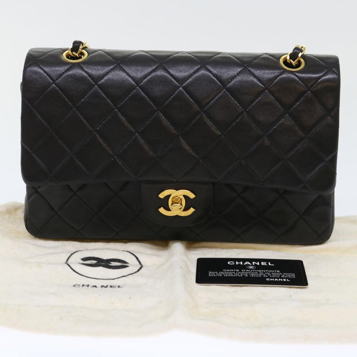 Top Quality Chanel Classic Matelasse 25 Chain New Shoulder Bag Lamb Skin Black Auth 29962A