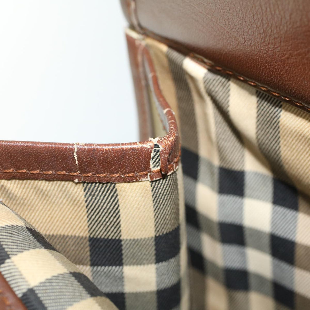 BurberrySs Hand Bag Canvas Leather Brown Beige Auth ti1227