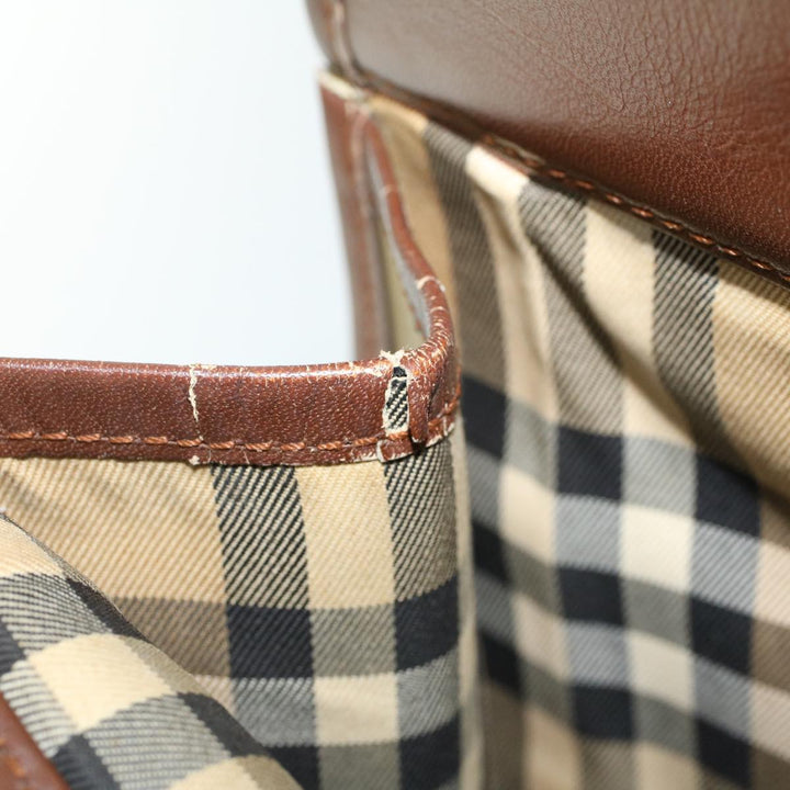 BurberrySs Hand Bag Canvas Leather Brown Beige Auth ti1227