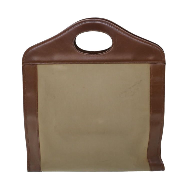 BurberrySs Hand Bag Canvas Leather Brown Beige Auth ti1227