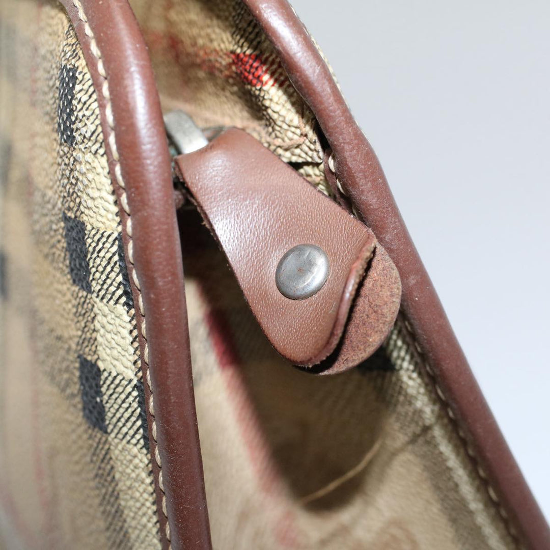 BurberrySs Nova Check Clutch Bag PVC Leather Beige Auth ti1243