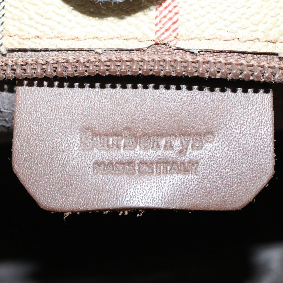 BurberrySs Nova Check Clutch Bag PVC Leather Beige Auth ti1243