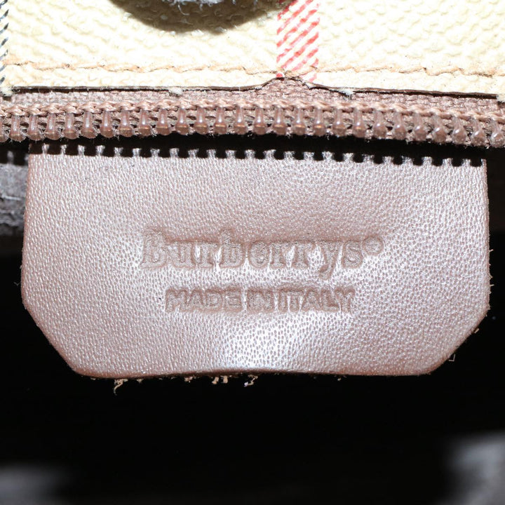 BurberrySs Nova Check Clutch Bag PVC Leather Beige Auth ti1243