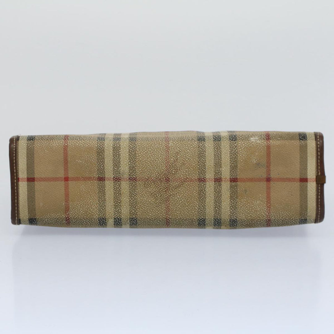 BurberrySs Nova Check Clutch Bag PVC Leather Beige Auth ti1243
