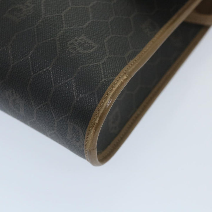 CHRISTIAN Top quality Dior Honeycomb Canvas Shoulder Bag PVC Leather Black Auth ti1257