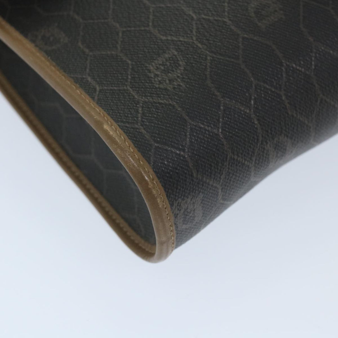 CHRISTIAN Top quality Dior Honeycomb Canvas Shoulder Bag PVC Leather Black Auth ti1257