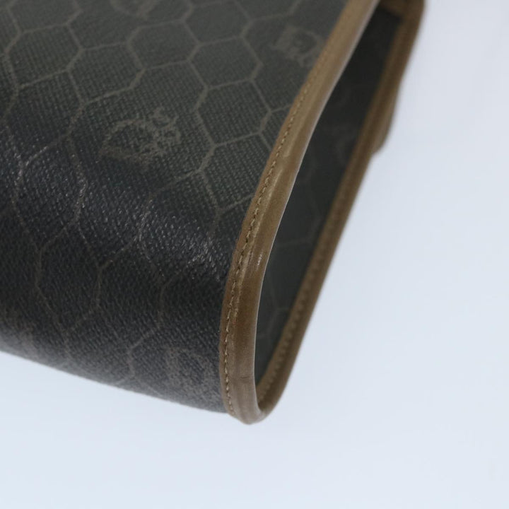 CHRISTIAN Top quality Dior Honeycomb Canvas Shoulder Bag PVC Leather Black Auth ti1257